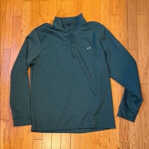 Green Houndstooth Quarter-Zip Pullover